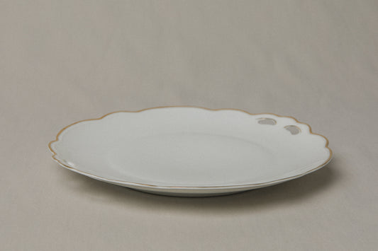 Vintage porcelain SERVING PLATE with gold stripe _ 1255