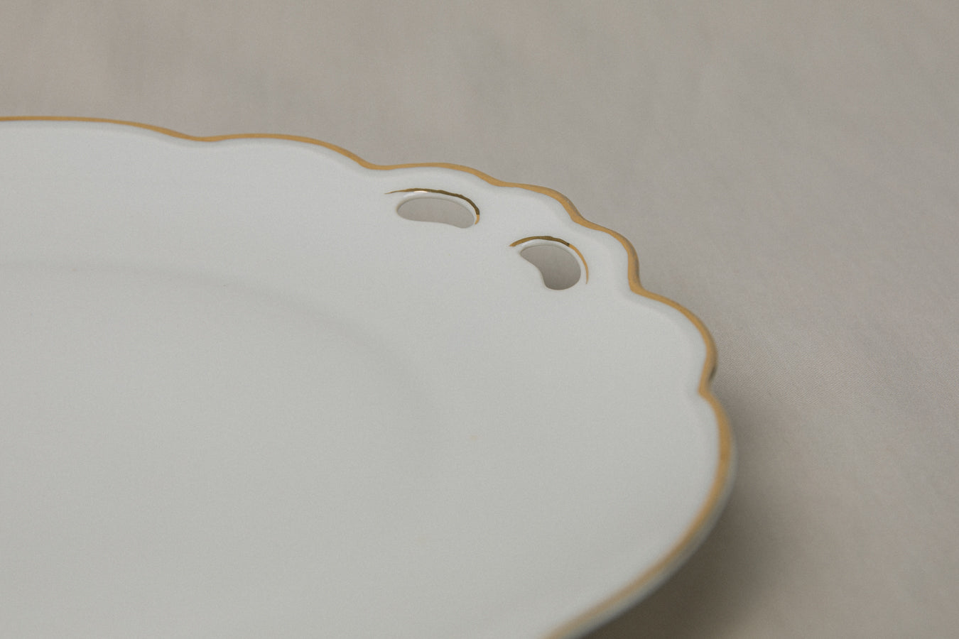 Vintage porcelain SERVING PLATE with gold stripe _ 1255