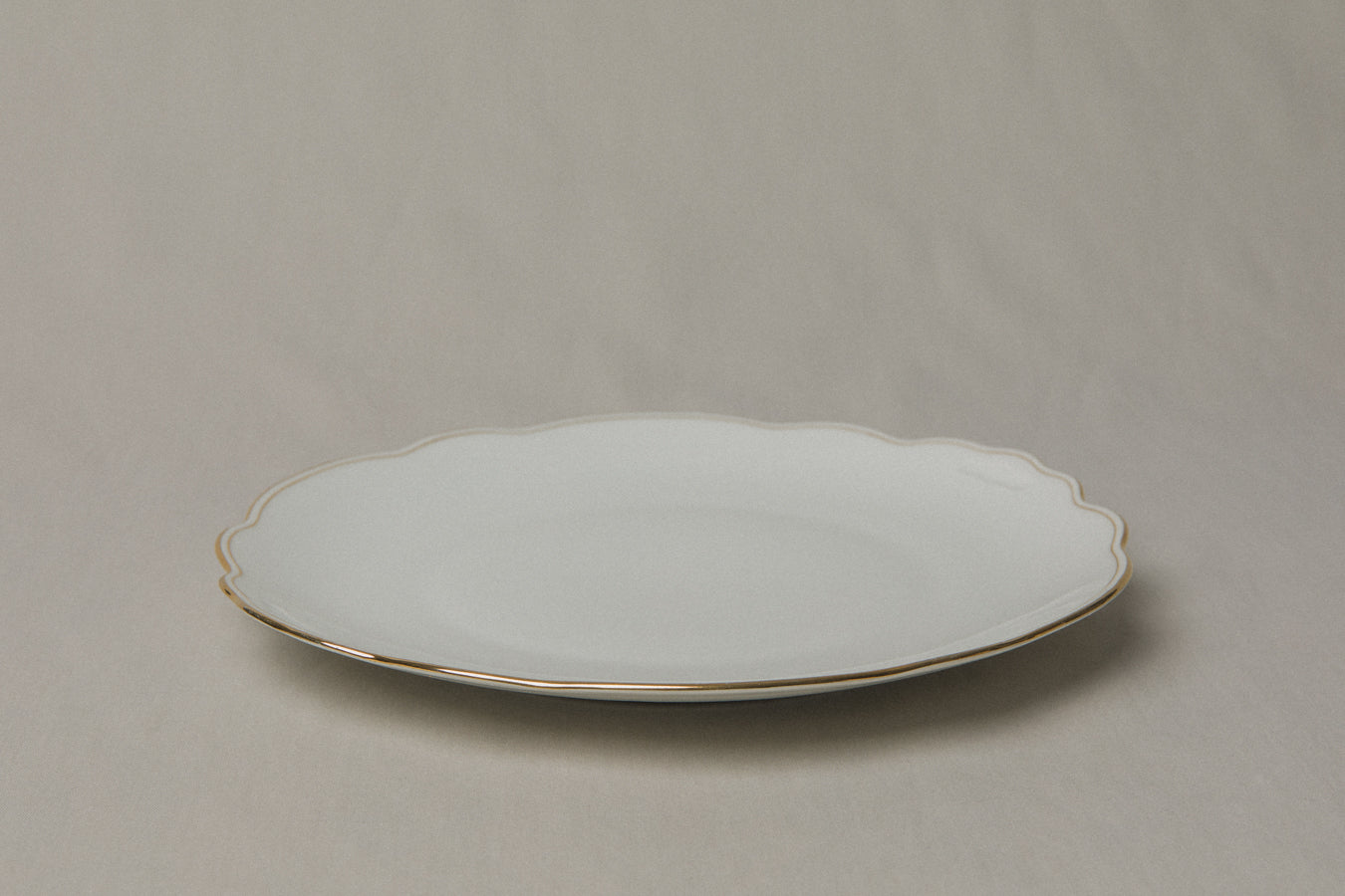 Vintage porcelain SERVING PLATE with gold stripe _ 1256