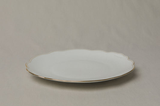 Vintage porcelain SERVING PLATE with gold stripe _ 1256
