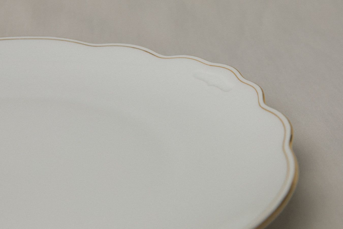 Vintage porcelain SERVING PLATE with gold stripe _ 1256