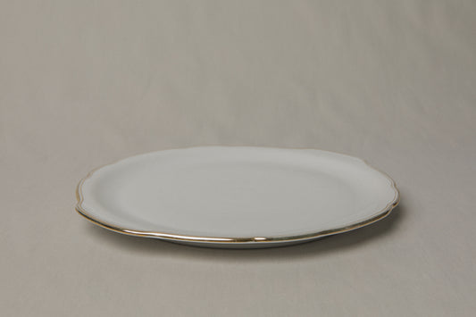 Vintage porcelain SERVING PLATE with gold stripe _ 1257