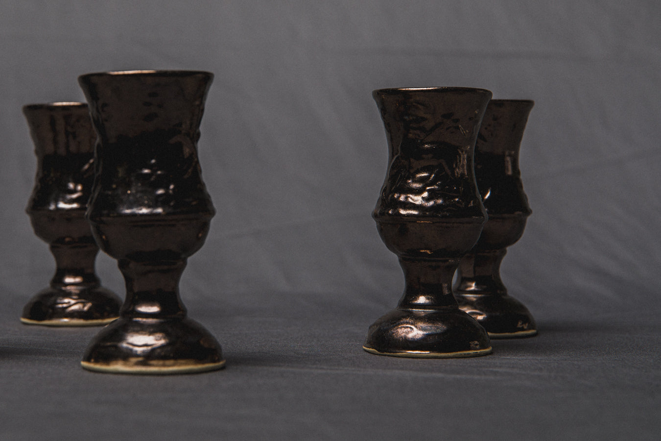 Set of six religious-themed faience CUPS