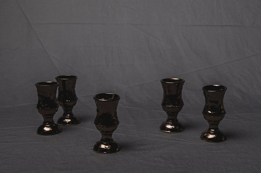 Set of five religious-themed faience CUPS