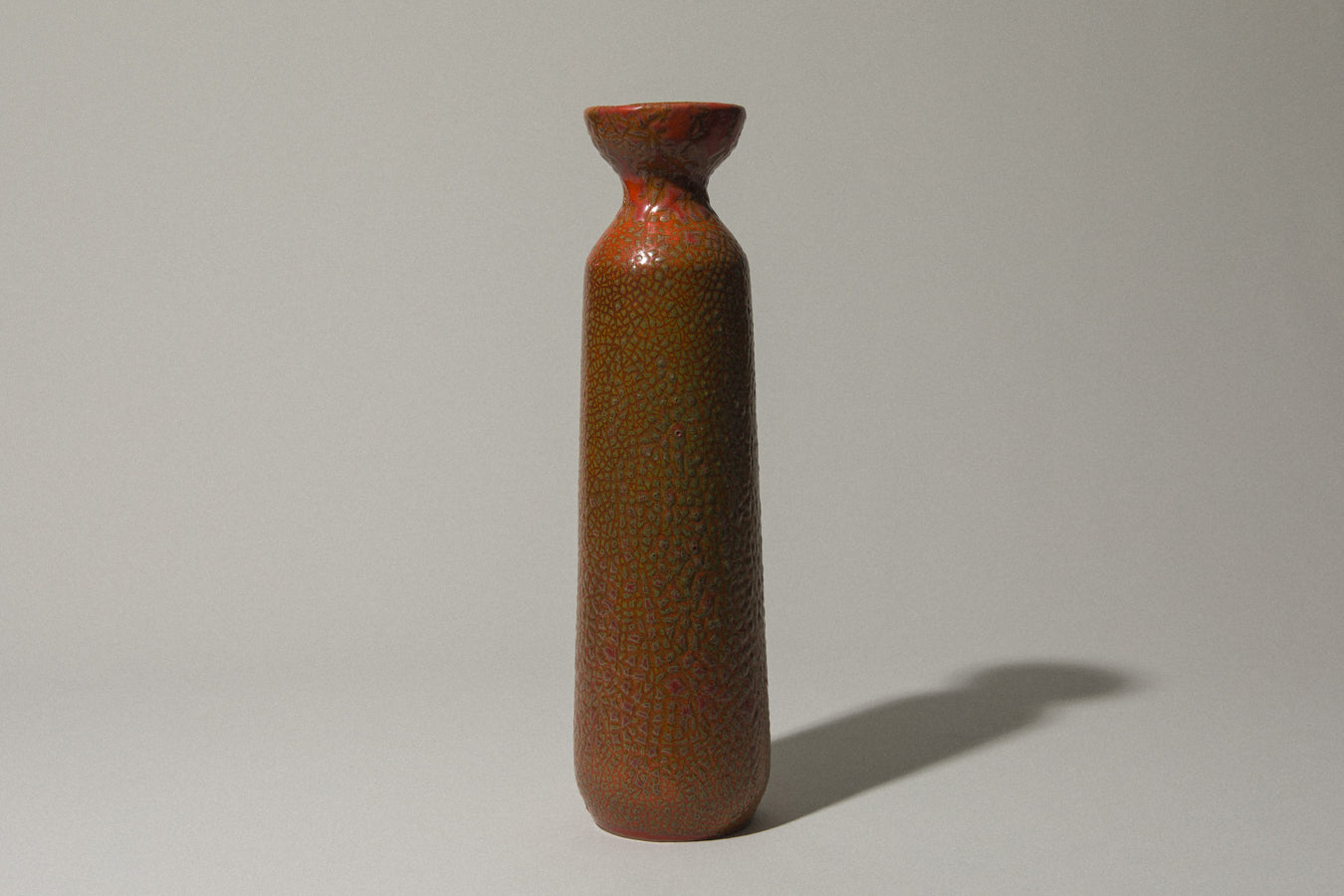 Tall burnt orange VASE by Pesthidegkút Ceramics Factory