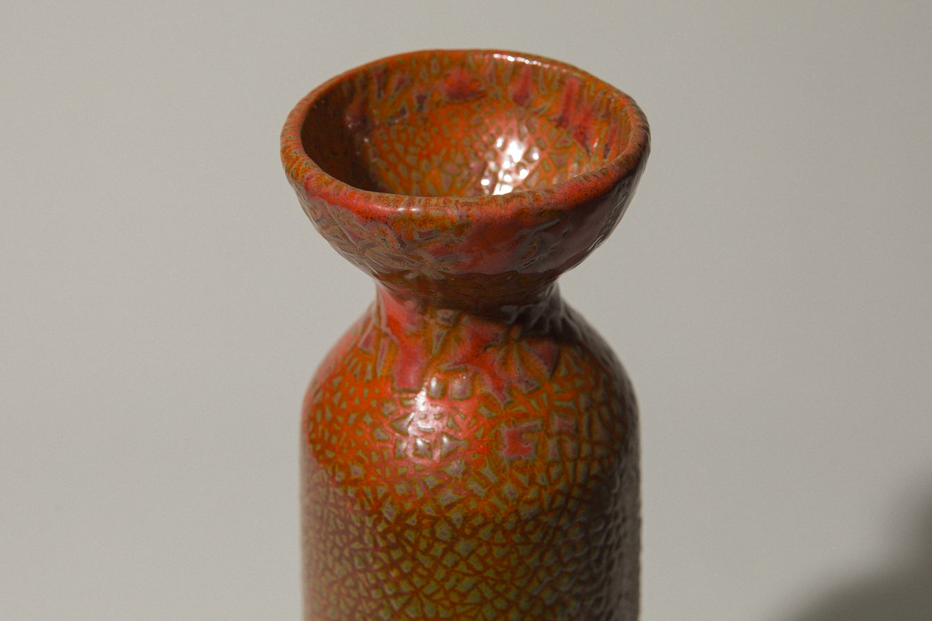 Tall burnt orange VASE by Pesthidegkút Ceramics Factory