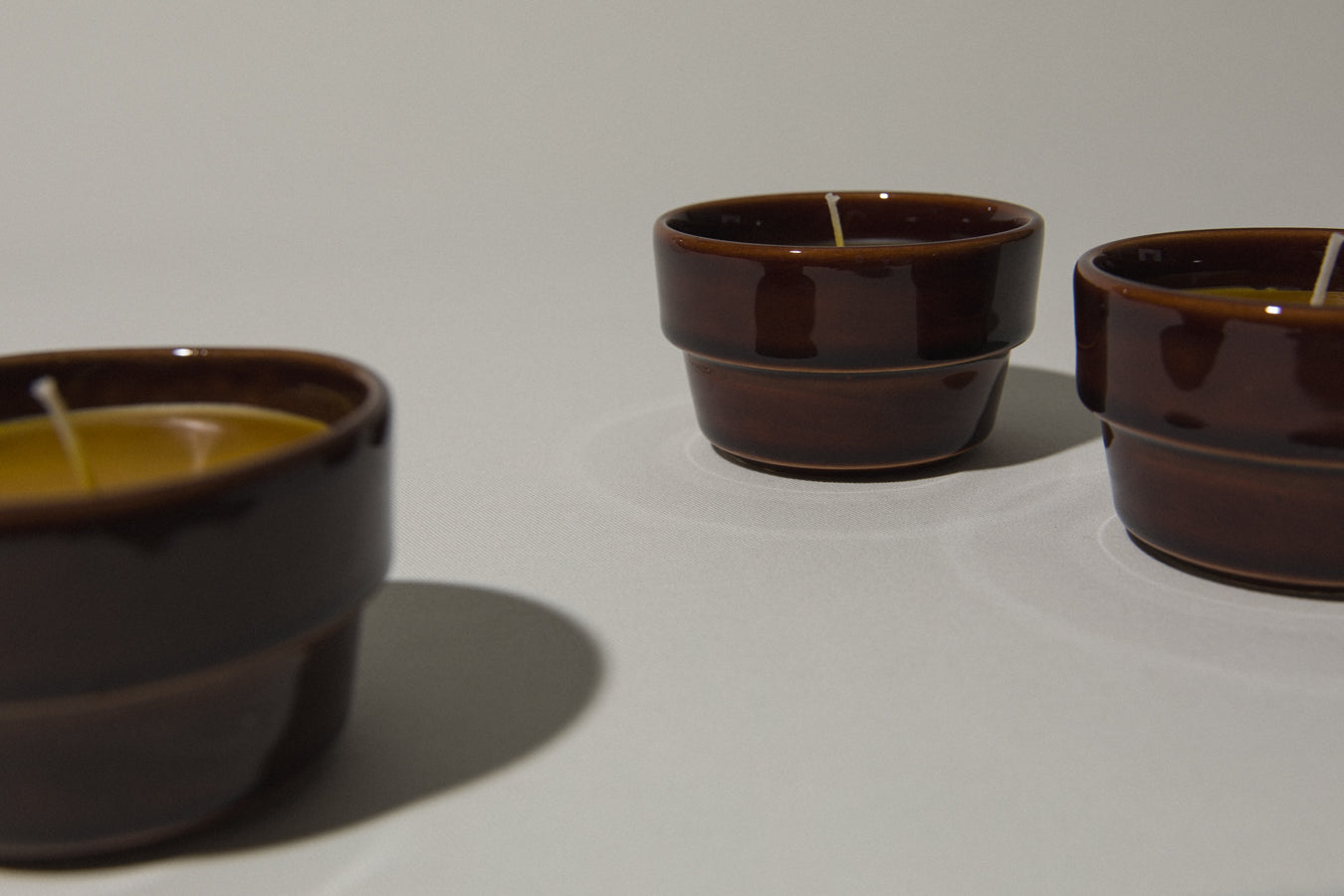 Set of three beeswax CANDLE medium