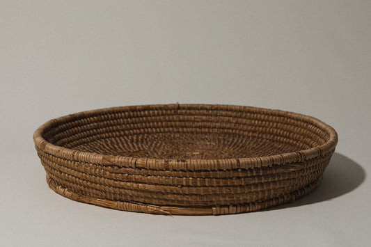 Large round flat BASKET with raised rim