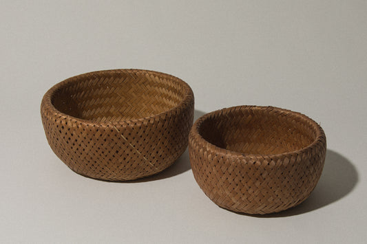Set of two woven rush BASKETS