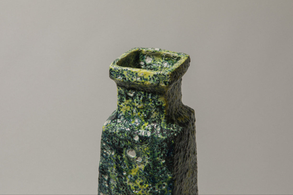 Bod ceramic VASE with yellow-green textured glaze
