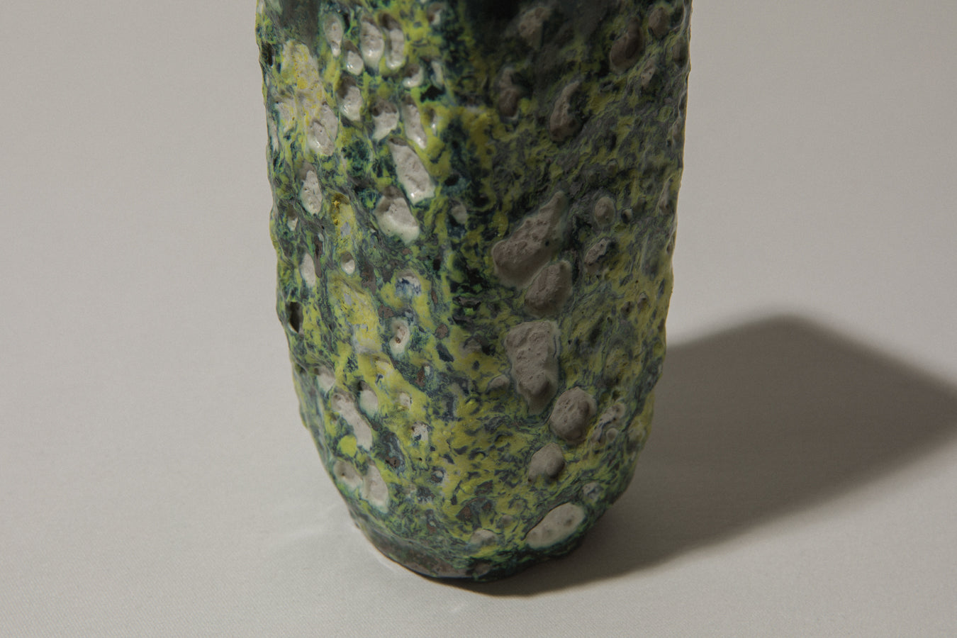 Bod ceramic VASE with black-yellow-green textured glaze