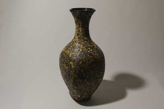 Bod ceramic VASE with black-yellow textured glaze