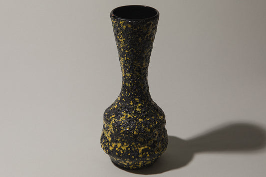 Bod ceramic VASE with black-yellow textured glaze