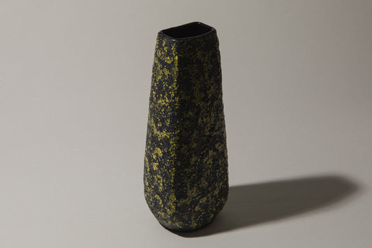 Bod ceramic VASE with black-yellow textured glaze