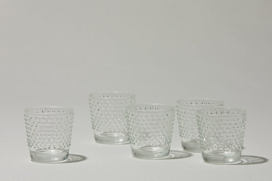 Set of five glass TUMBLERS