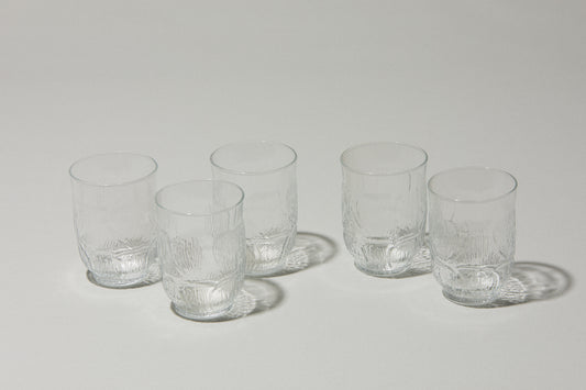 Set of five glass TUMBLERS