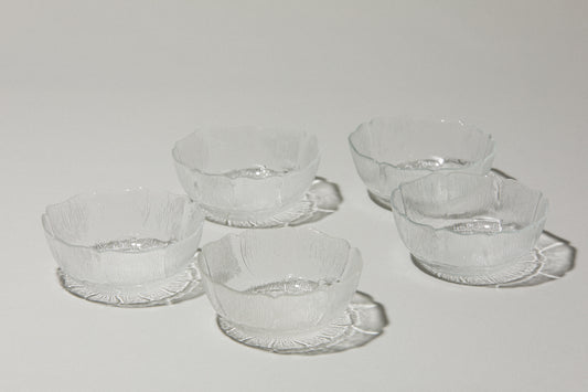 Set of five textured glass BOWLS small