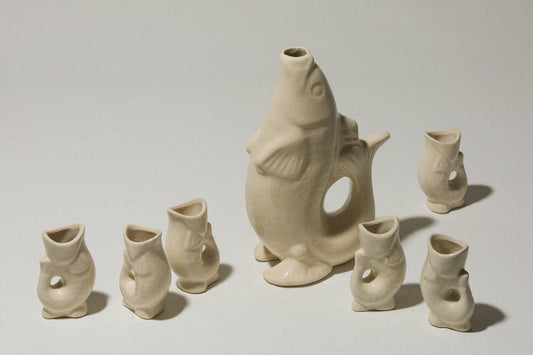 Faience fish-shaped SHOOTER SET