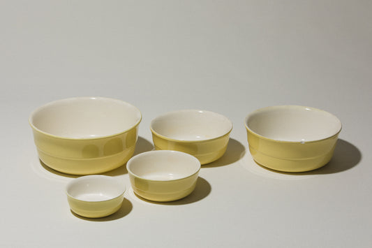 Set of five yellow Gránit BOWLS