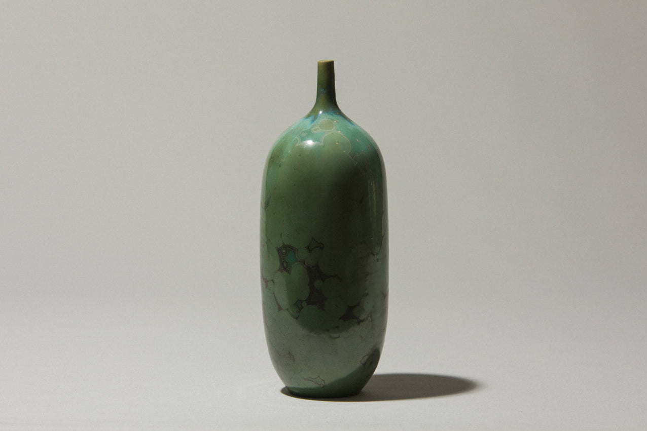 Porcelain VASE with green crystalline-glaze