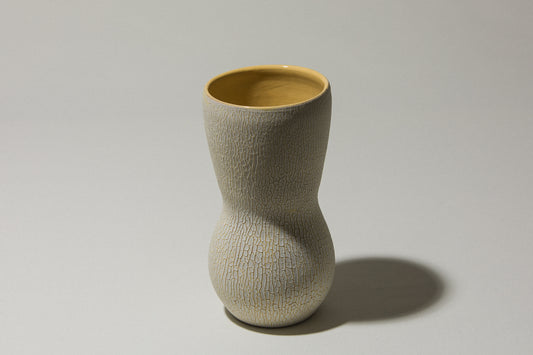 Ceramic VASE with white textured crackle glaze
