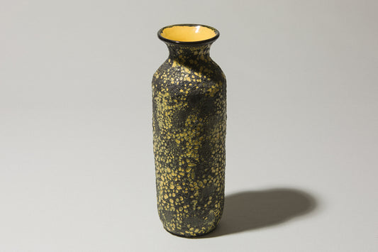 Bod ceramic VASE with yellow-black textured glaze