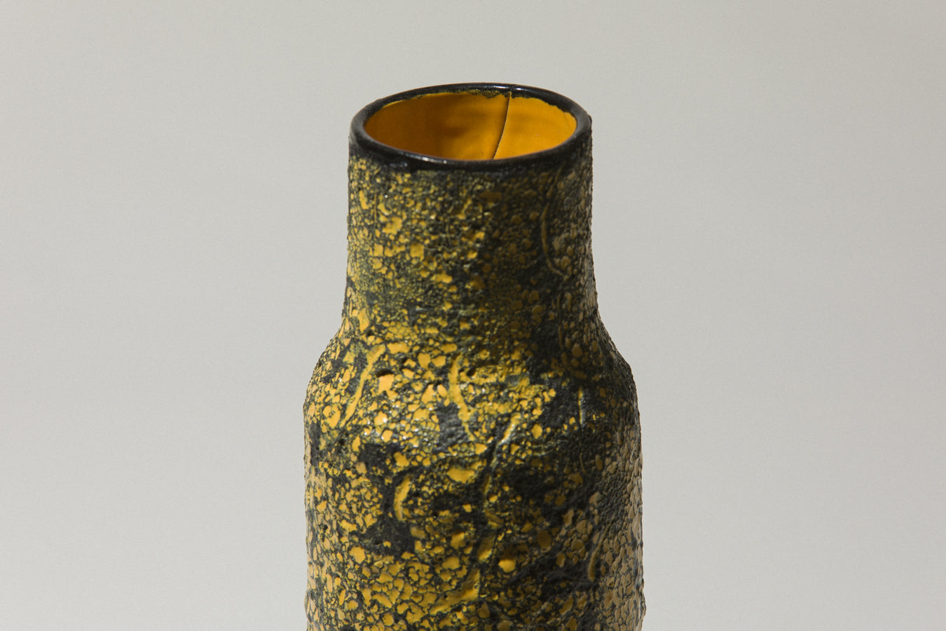 Bod ceramic VASE with yellow-black textured glaze