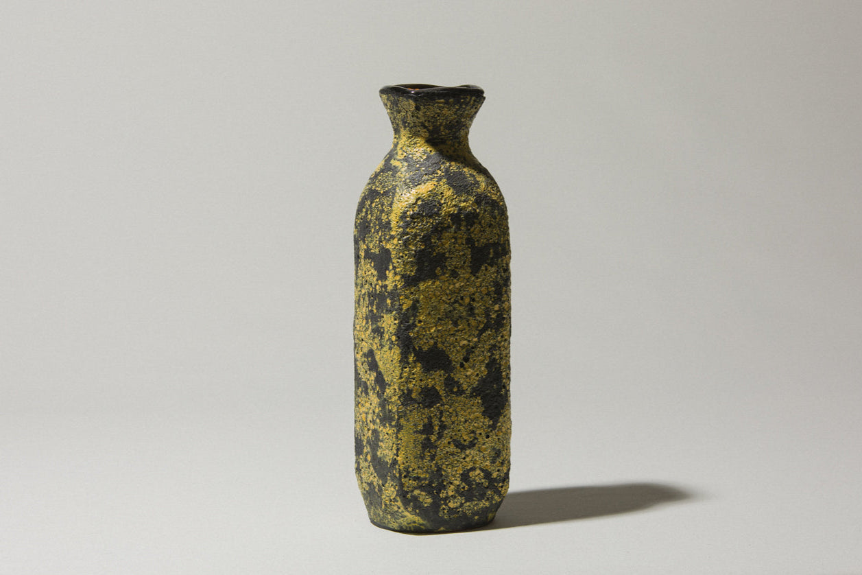 Bod ceramic VASE with yellow-black textured glaze