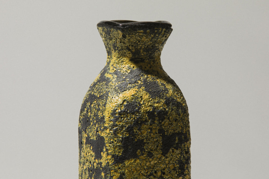 Bod ceramic VASE with yellow-black textured glaze