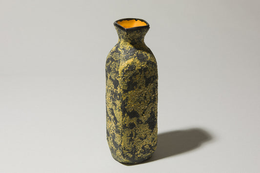 Bod ceramic VASE with yellow-black textured glaze