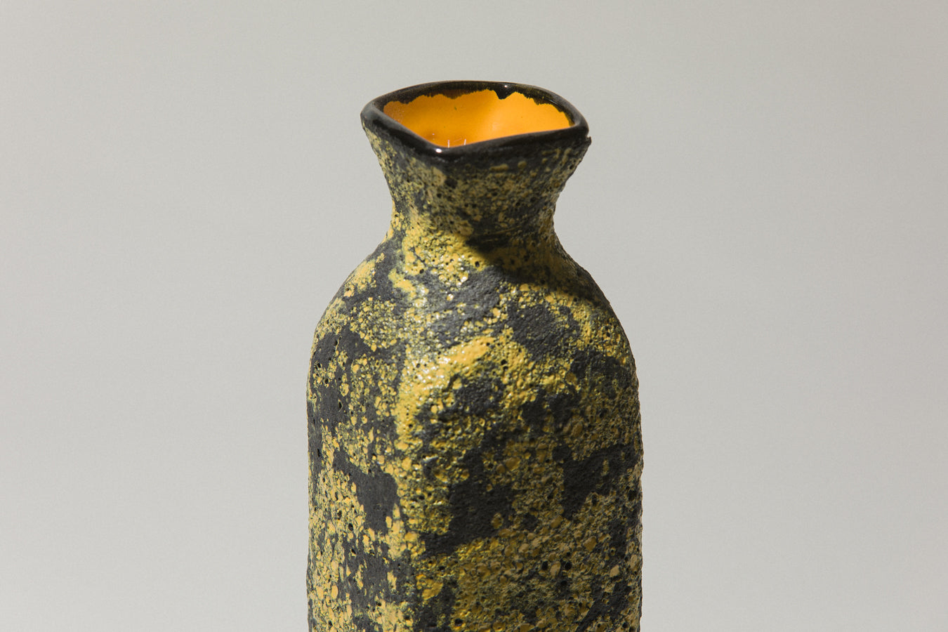 Bod ceramic VASE with yellow-black textured glaze