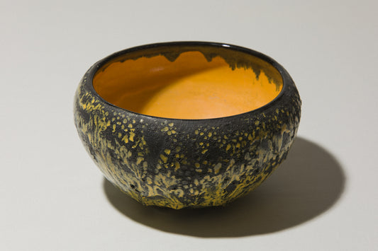 Bod ceramic BOWL with yellow-black textured glaze