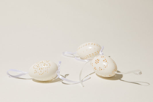 Set of three punched GOOSE EGGS