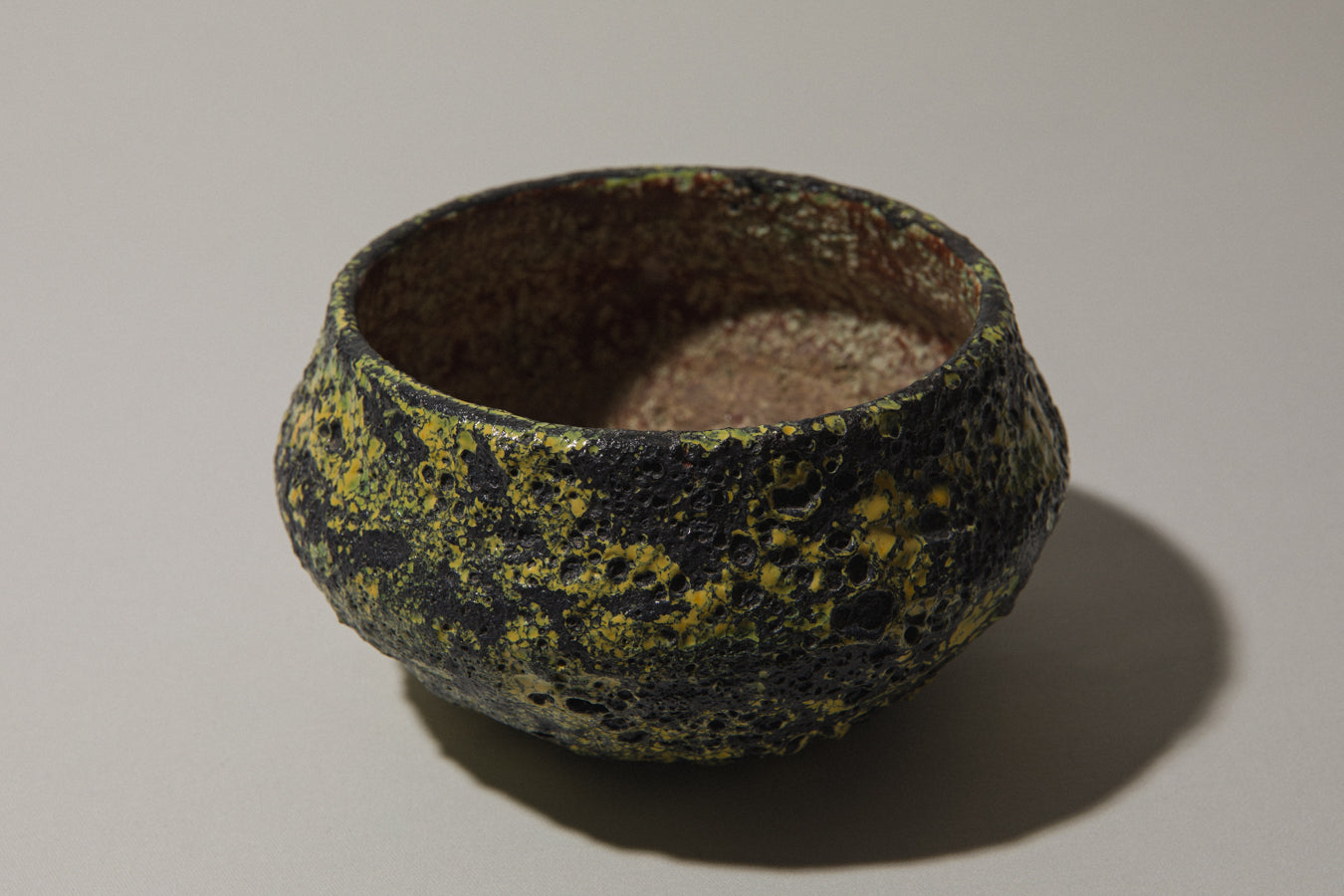 Bod ceramic BOWL with black-yellow textured glaze