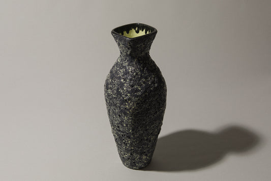 Bod ceramic VASE with black-yellow textured glaze