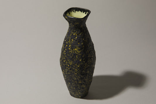 Bod ceramic VASE with black-yellow textured glaze