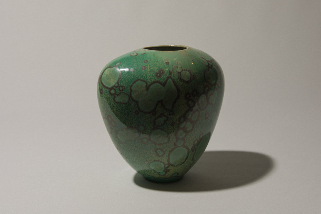 Porcelain VASE with green crystalline-glaze