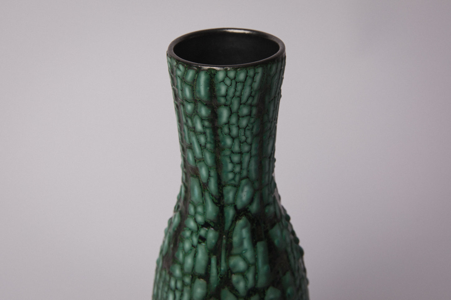 Ceramic VASE with teal textured crackle glaze _ 1386