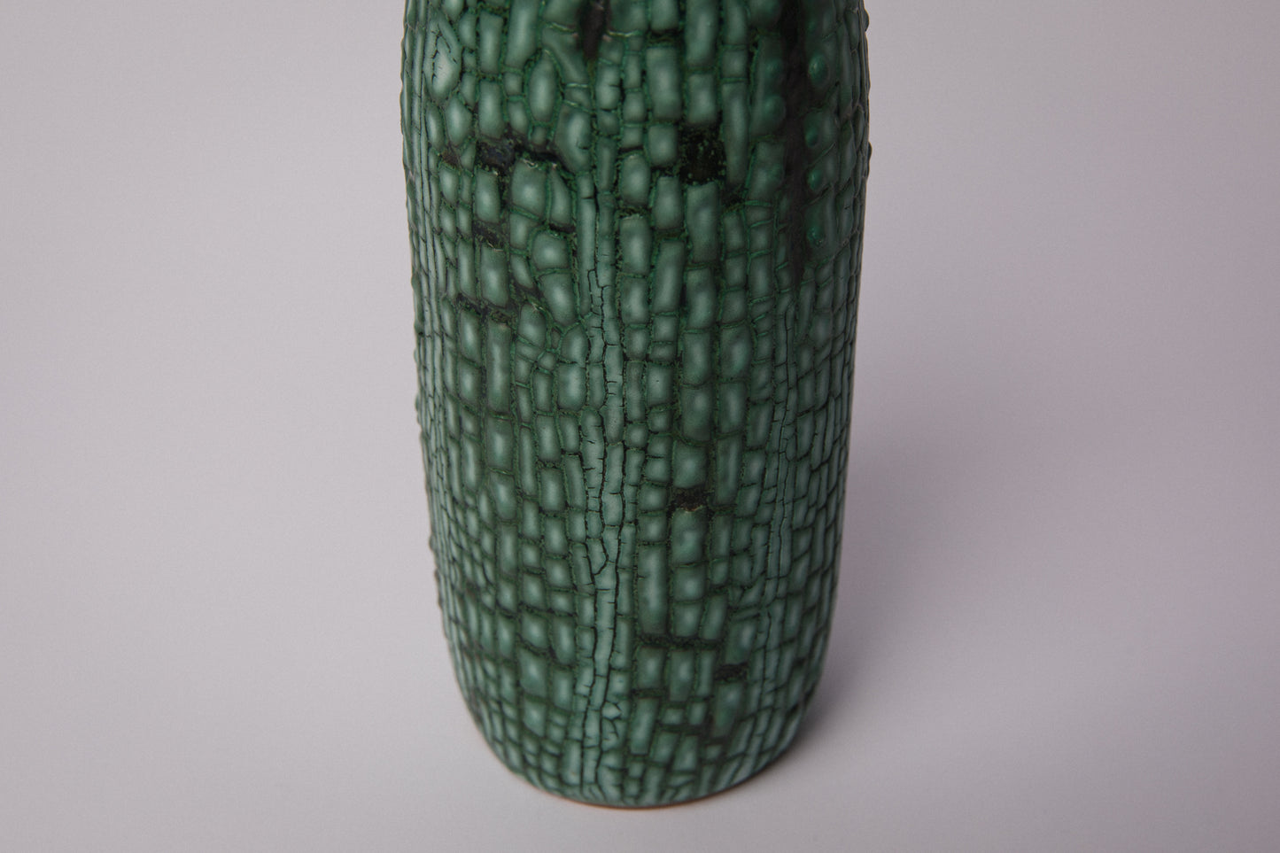Ceramic VASE with teal textured crackle glaze _ 1386