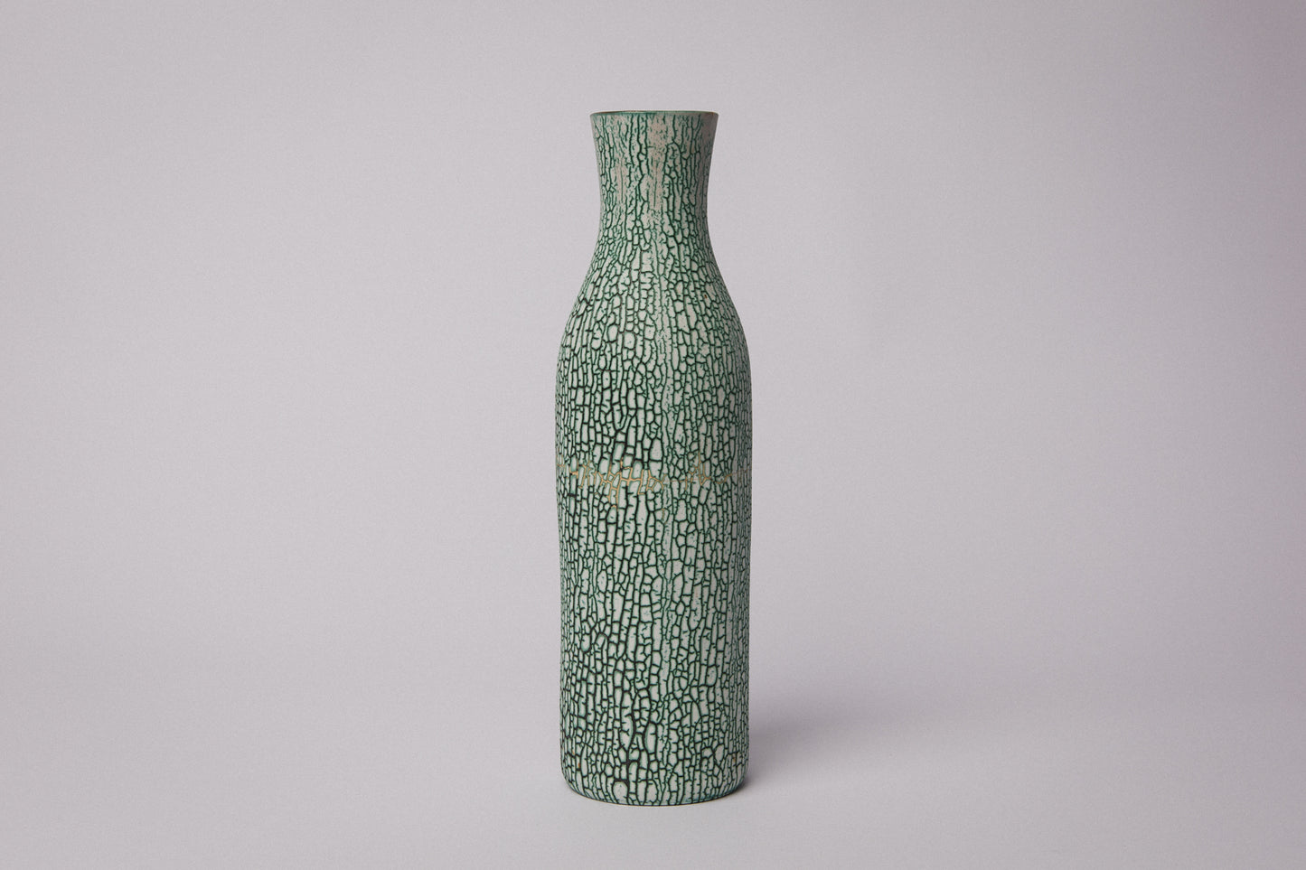Ceramic VASE with teal textured crackle glaze _ 1387