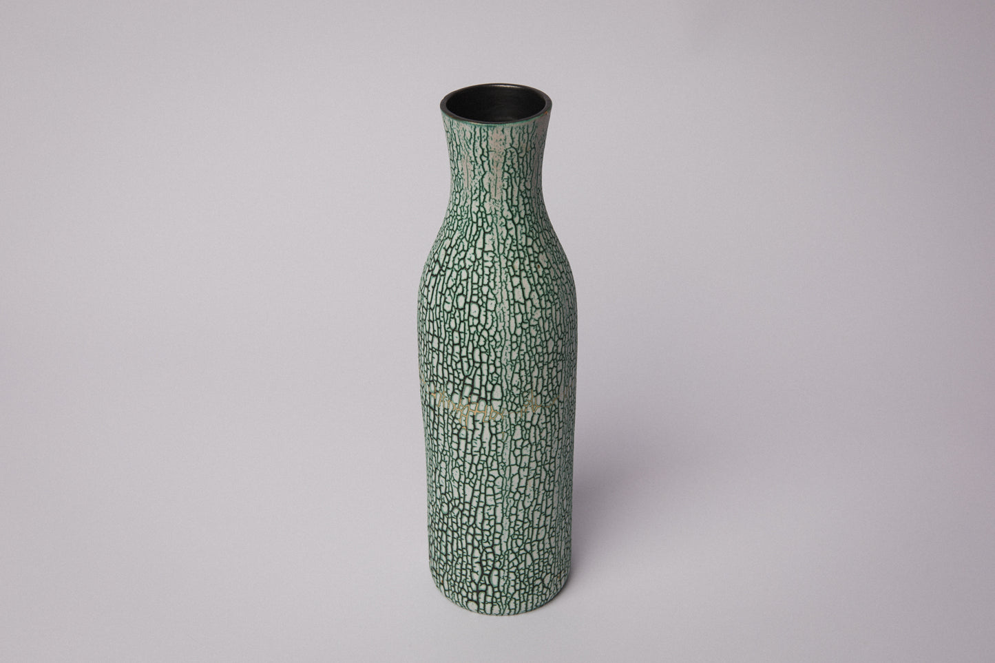 Ceramic VASE with teal textured crackle glaze _ 1387