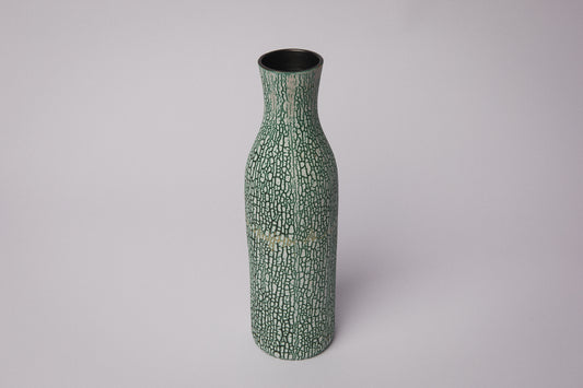 Ceramic VASE with teal textured crackle glaze _ 1387