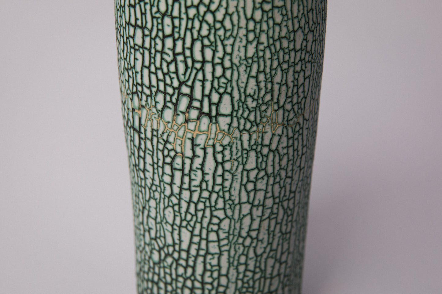 Ceramic VASE with teal textured crackle glaze _ 1387