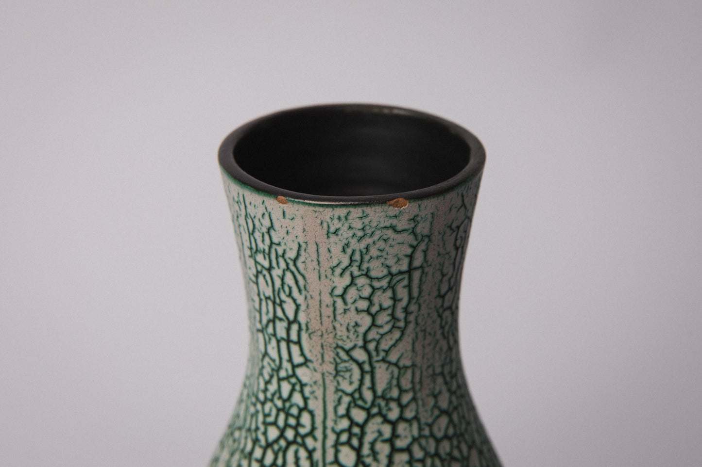 Ceramic VASE with teal textured crackle glaze _ 1387