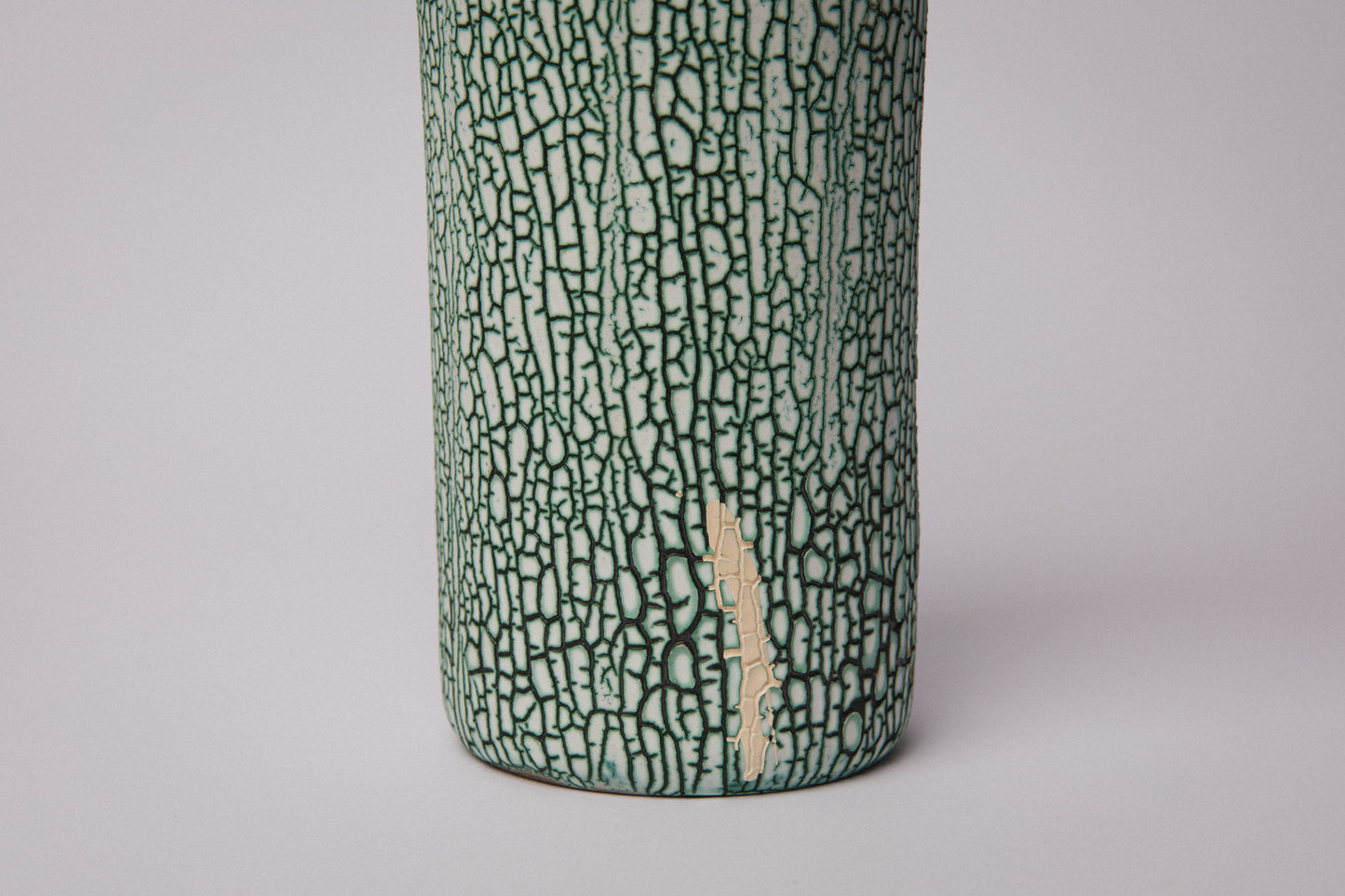 Ceramic VASE with teal textured crackle glaze _ 1387