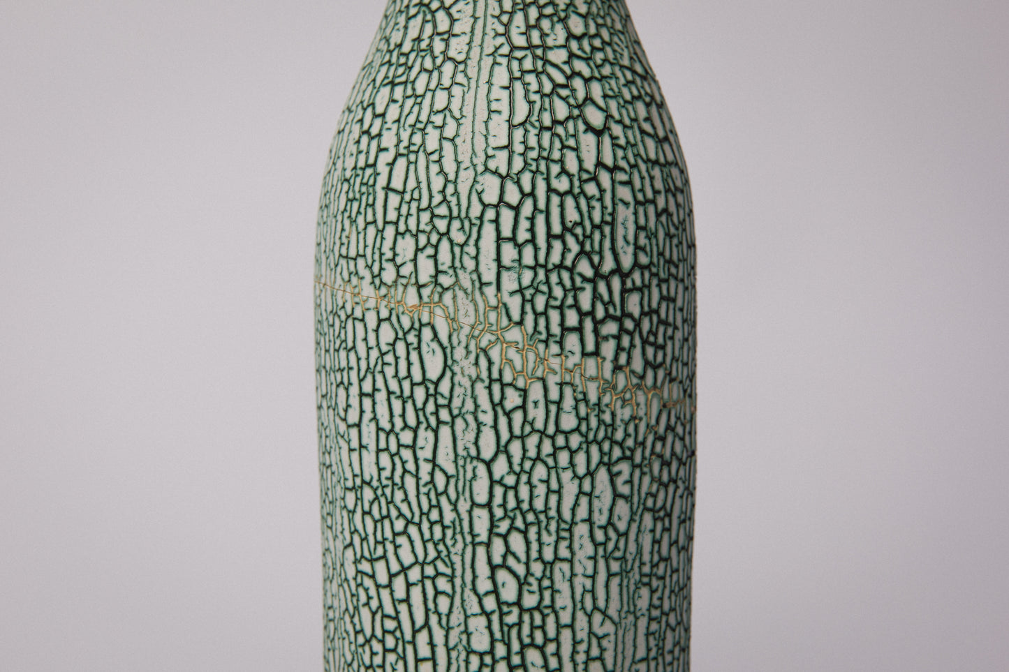 Ceramic VASE with teal textured crackle glaze _ 1387
