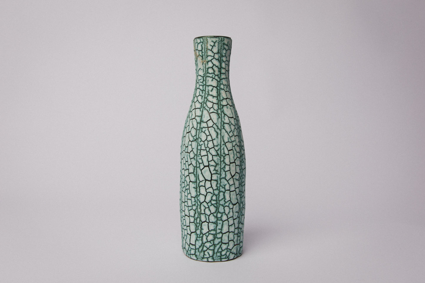 Ceramic VASE with teal textured crackle glaze _ 1388