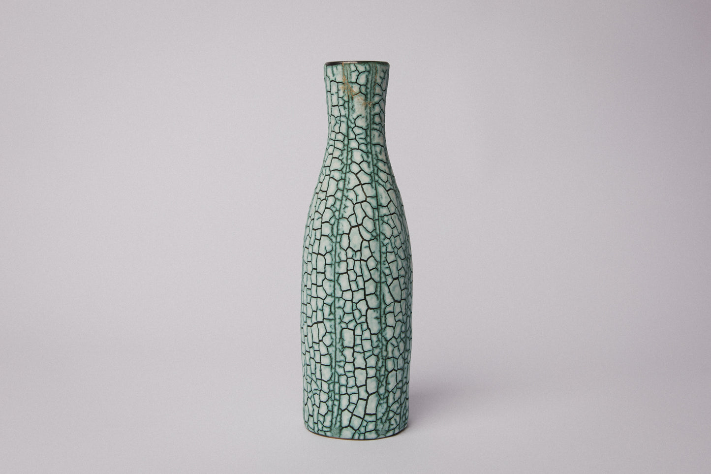 Ceramic VASE with teal textured crackle glaze _ 1388