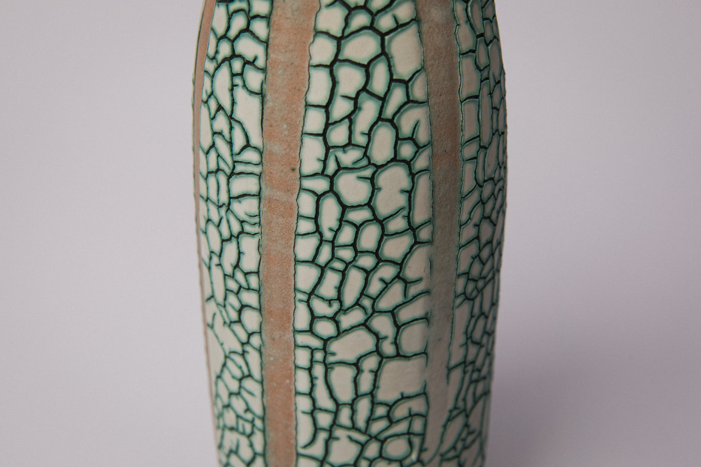 Ceramic VASE with teal textured crackle glaze _ 1389