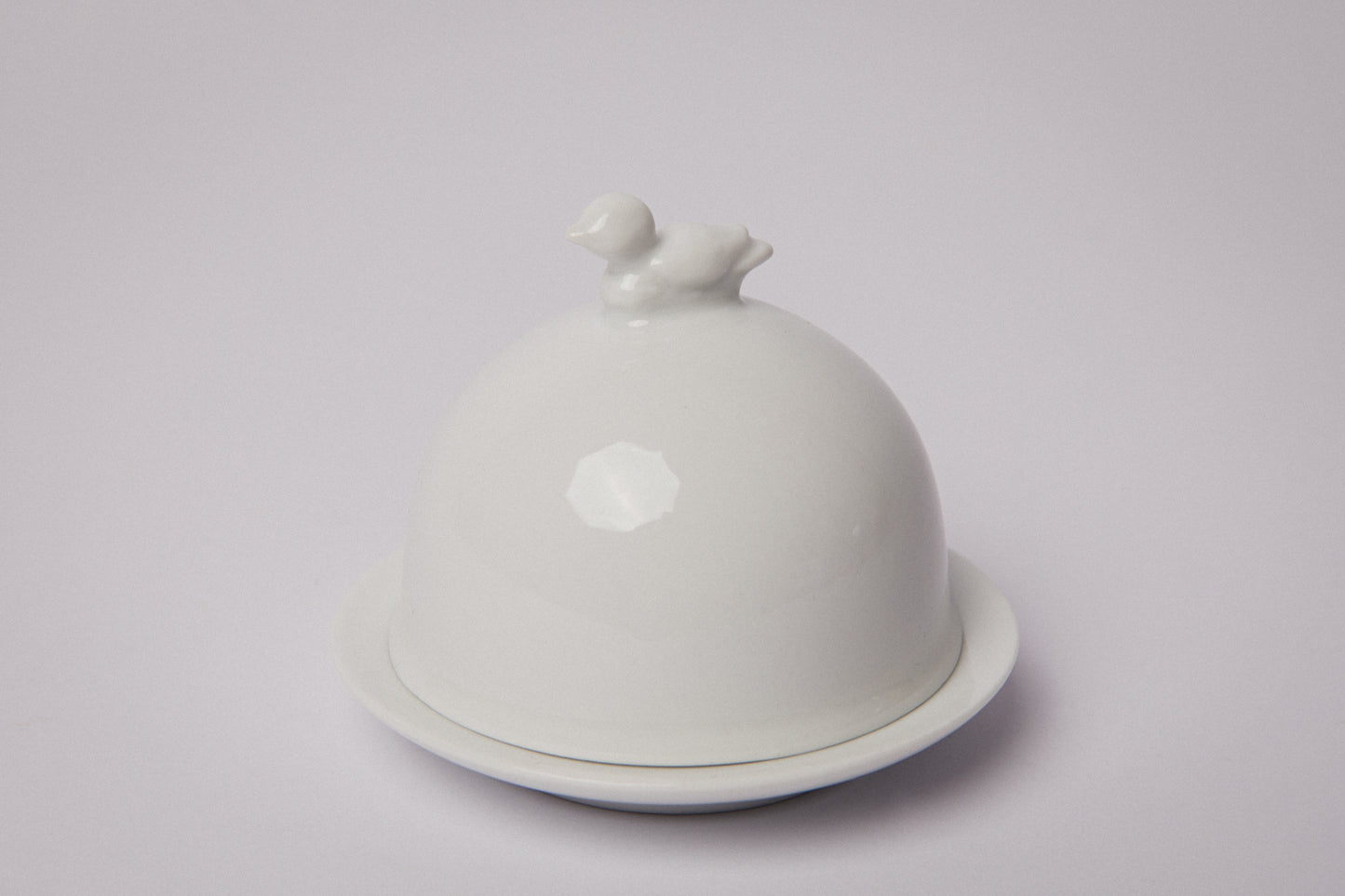 Porcelain BUTTER DISH with duck figurine _ 1471